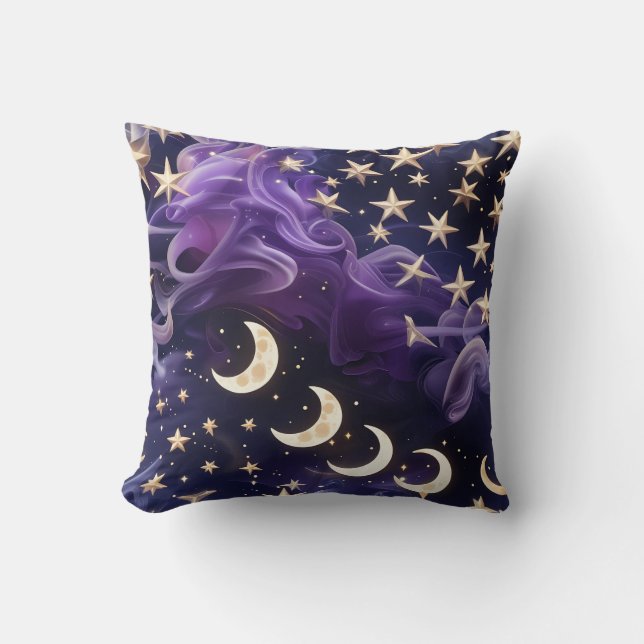 Throw Pillow – Luxury Royal Amethyst Celestial Moo Kussen (Voorkant)