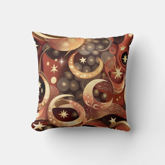 Throw Pillow – Luxury Terracotta Celestial Moon Kussen (Voorkant)