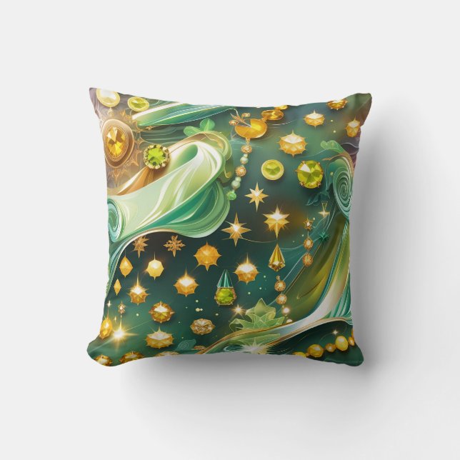 Throw Pillow - Peridot Citrine Celestial Moon Kussen (Voorkant)