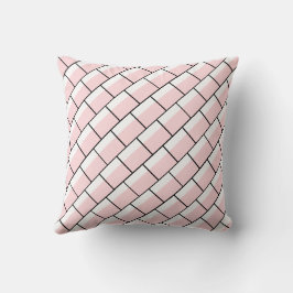Throw Pillow Pink & White Thin Black Stripe Square Kussen
