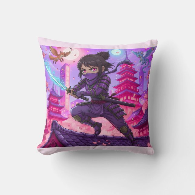 Throw Pillow The Lunar Guardian Ninja Kussen (Voorkant)