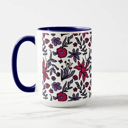 Throwback 80s Floral Design Big Mug (Gauche)