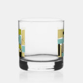 Throwback Aqua Blue Yellow Rectangles Mid Century Whisky Glas (Links)