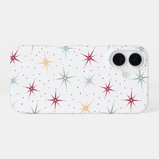 Throwback Atomic Starburst Midcentury Pattern iPhone 16 Hoesje (Achterkant horizontaal)