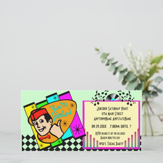 Throwback Theme Party Invitation (Debout devant)