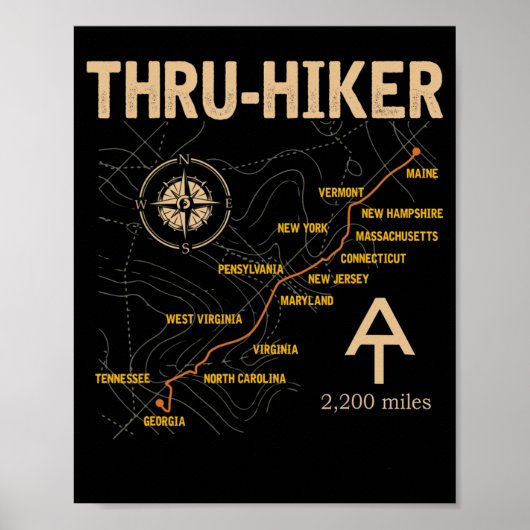 Thruh Hiker Appalachian Trail Hiking Poster (Voorkant)