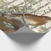 Thrush Bird en Nest French Script Cadeaupapier (Hoek)