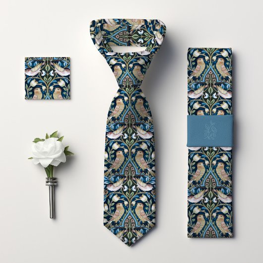 Thrushes Birds William Morris geïnspireerd Mannen Stropdas