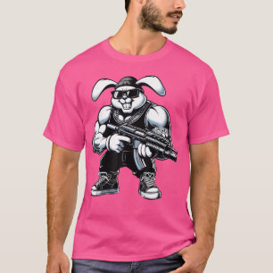 Thug Bunny Holding Pistool Spieren Gangster Rabbit T-shirt