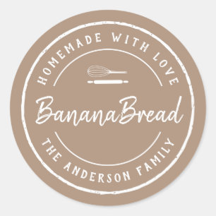 Thuis Bakken met Liefde Bakkerij Logo Bakcadeau Ronde Sticker