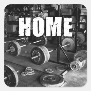 THUIS (Barbells) - Motivatie uitwerken Vierkante Sticker