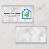 Thuis Bezem Logo | Marmer Visitekaartje (Voorkant / Achterkant)