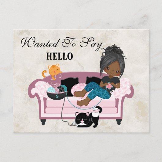 Thuis blijven breien briefkaart (Voorkant)