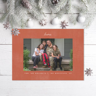 Thuis blijven Minimaal Familie Kerstfoto Feestdagenkaart