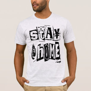 Thuis blijven Moderne verontruste typografie T-shirt