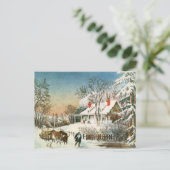 Thuis brengen de Logs, het winterlandschap Briefkaart (Staand voorkant)