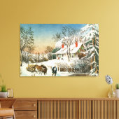 Thuis brengen de Logs, het winterlandschap Canvas Afdruk (Insitu (Woonkamer))