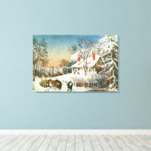Thuis brengen de Logs, het winterlandschap Canvas Afdruk (Insitu (Houten vloer))
