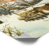 Thuis brengen de Logs, het winterlandschap Poster (Hoek)