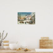 Thuis brengen de Logs, het winterlandschap Poster (Keuken)