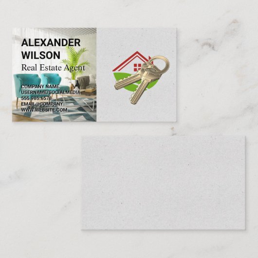 Thuis en sleutels | Intern Visitekaartje (Voorkant / Achterkant)