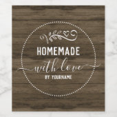 Thuis gemaakt met liefde rustiek wijn etiket (Enkel label)