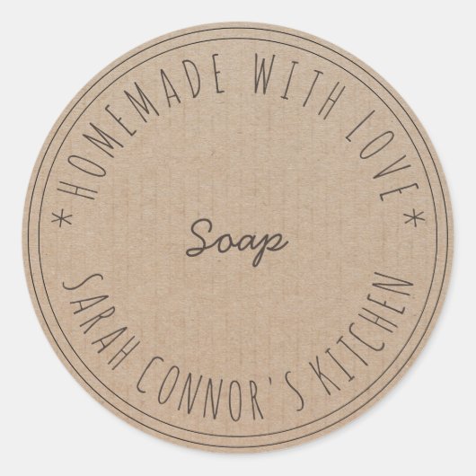Thuis gemaakt van de liefde Soap Kraft Spa Ronde Sticker (Voorkant)