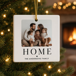 Thuis Gepersonaliseerde Familie Foto Moderne Kerst Keramisch Ornament