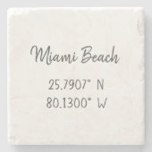 Thuis GPS coördineert lengtegraad Latitude Miami Stenen Onderzetter (Voorkant)