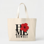 THUIS Hawaii Rode Hibiscus Grote Tote Bag (Voorkant)