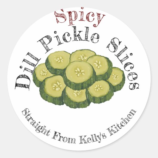 Thuis Inblikken Zakelijke Pittige Dill Pickles Lab Ronde Sticker (Voorkant)