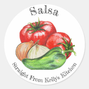 Thuis Inblikken Zakelijke Tomaat Salsa Voedsel Eti Ronde Sticker