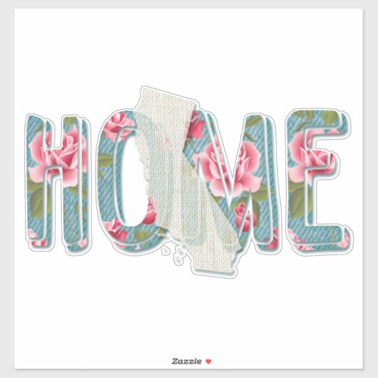 Thuis is Californische  Rozen Aqua Grunge Sticker (Vel)