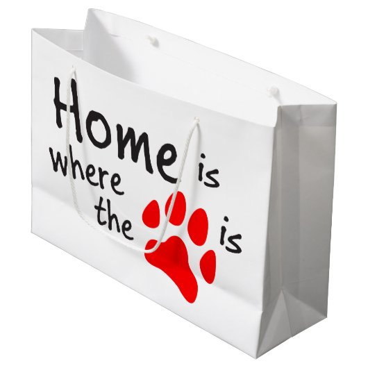 Thuis is de plaats waar de papierafdruk is large cadeauzakje (Voorkant Gekanteld)