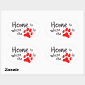 Thuis is de plaats waar de papierafdruk is ovale sticker (Vel)