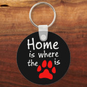 Thuis is de plek waar de papierafdruk zwart is sleutelhanger (Voorkant)