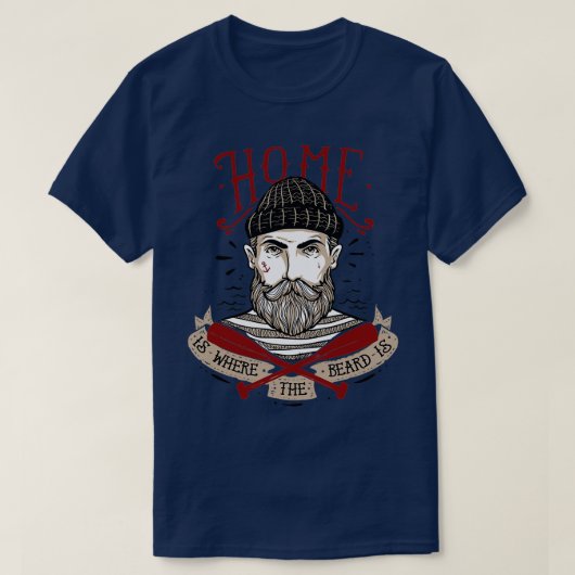 Thuis is waar de baard is t-shirt (Design voorkant)