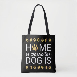 Thuis Is Waar De Hond Is Gouden Folie Pootafdrukke Draagtas
