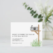 Thuis is waar de hond is, we zijn verhuisd aankondigingskaart (Staand voorkant)