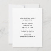 Thuis is waar de hond zich verplaatst aankondiging (Achterkant)