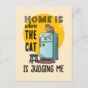 Thuis is waar de kat me veroordeelt briefkaart