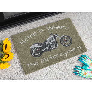 Thuis is waar de motorfiets is deur welkom mat