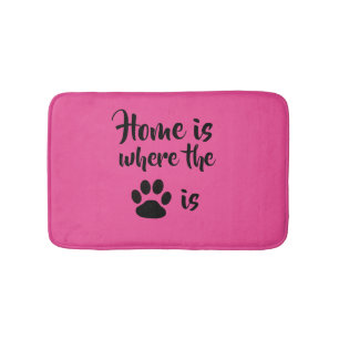 Thuis is waar de Paw Print Roze Rug Bath Mat is
