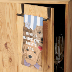 'Thuis Is Waar De Treats Zijn' Blauw En Wit Theedoek