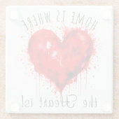 Thuis is waar het hart glazen onderzetter (Achterkant)