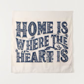 Thuis is waar het hart is (beige achtergrond) wandkleed (Voorkant)