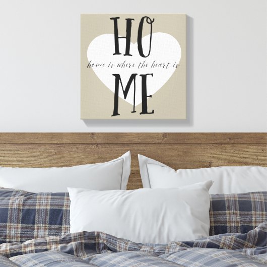 Thuis is waar het hart is canvas afdruk (Insitu (Slaapkamer))