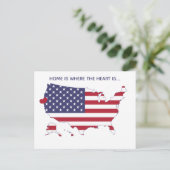 Thuis is waar het hart ligt - US Map & Flag Custom Briefkaart (Staand voorkant)