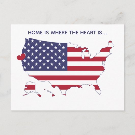 Thuis is waar het hart ligt - US Map & Flag Custom Briefkaart (Voorkant)