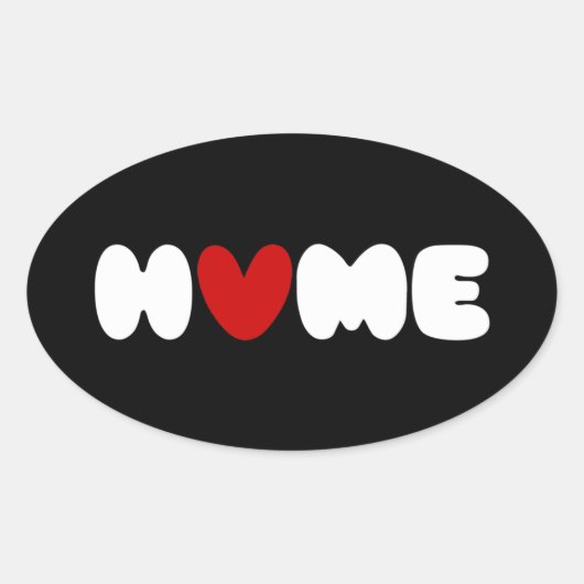 Thuis is waar het hart ovaal is ovale sticker (Voorkant)